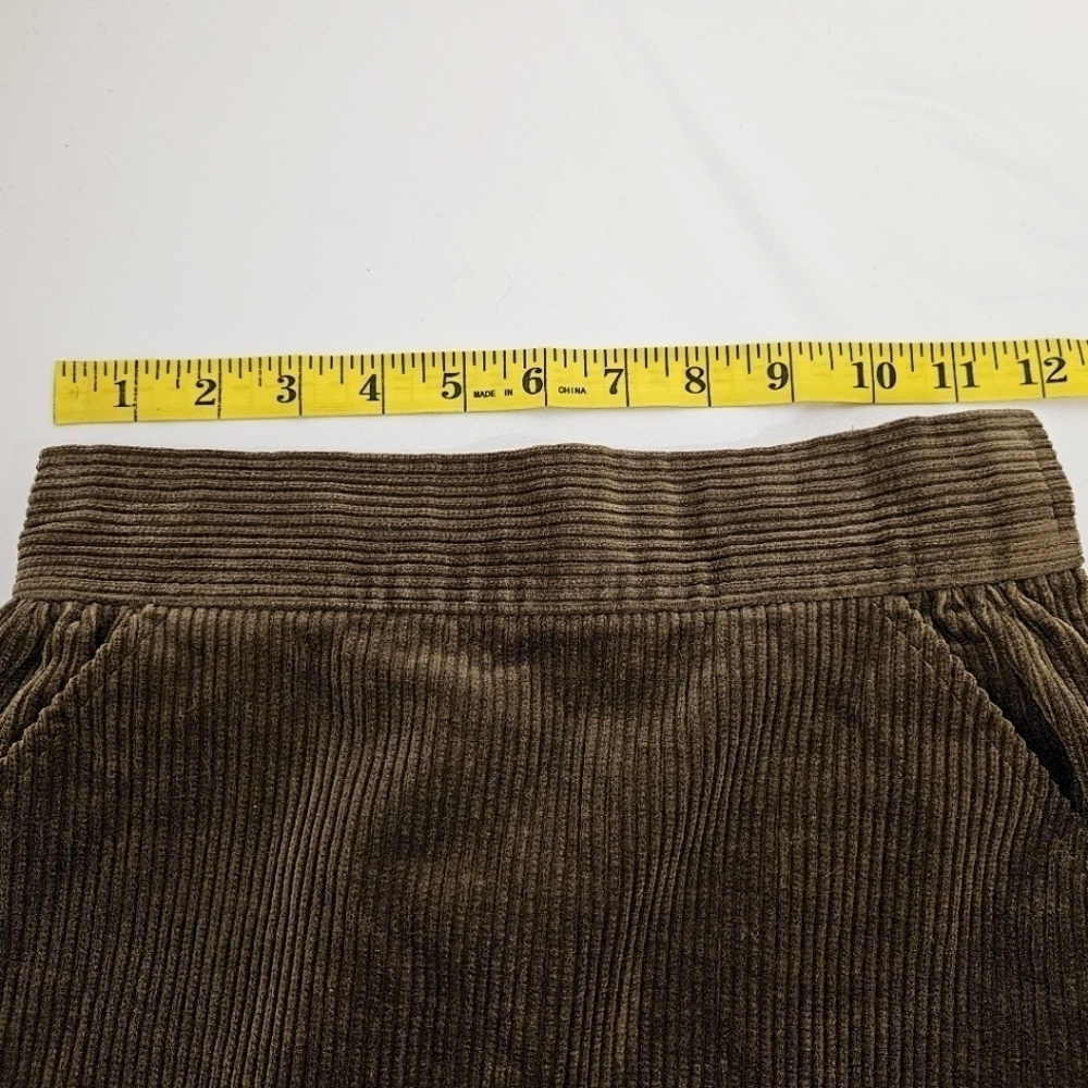 Yves Saint Laurent Paris High Waisted Corduroy Midi Skirt In Olive Brown Sz XS - Picture 11 of 14